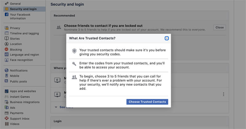 facebook account hacked extra security nominate friends