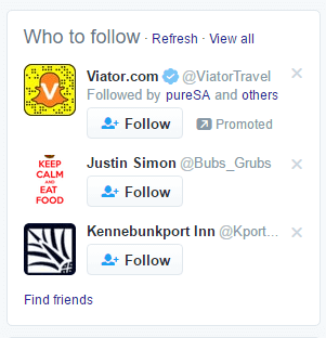 Who to follow section on Twitter